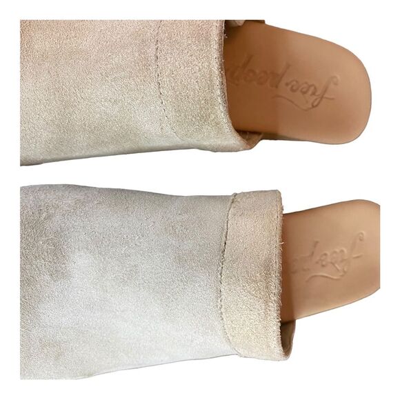 Free People Highland Park Clog Mule Gray Suede Wooden Heel - Picture 7 of 16